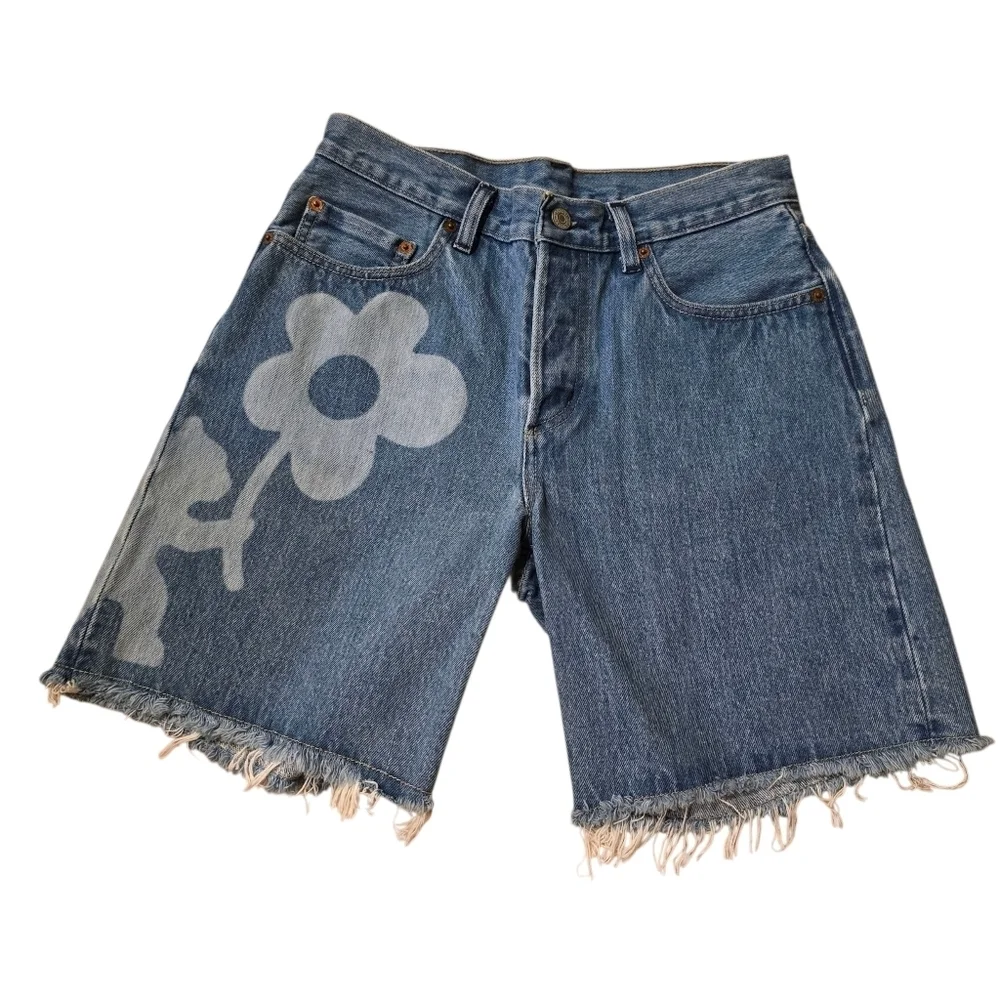Levis X Naomi osaka 93 Medium Wash Long Denim Shorts